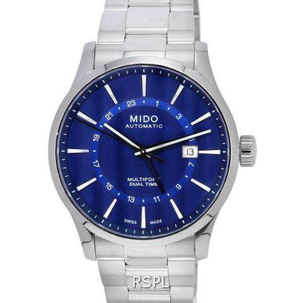 Orologio da uomo Mido Multifort Dual Time quadrante blu automatico M038.429.11.041.00 M0384291104100