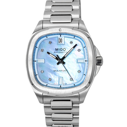 Orologio da donna Mido Multifort TV 35 diamanti accenti quadrante in madreperla blu automatico M049.307.11.136.00 100M