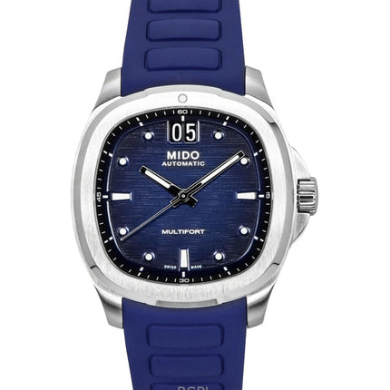 Orologio da uomo Mido Multifort TV Big Date con cinturino in gomma e quadrante blu automatico M049.526.17.041.00 100M