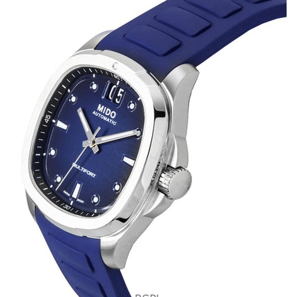 Orologio da uomo Mido Multifort TV Big Date con cinturino in gomma e quadrante blu automatico M049.526.17.041.00 100M