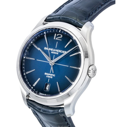 Orologio da uomo Baume &amp; Mercier Clifton con cinturino in pelle e quadrante blu automatico M0A10771