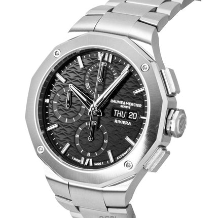 Orologio da uomo Baume &amp; Mercier Riviera Cronografo in acciaio inossidabile con quadrante nero automatico M0A10825 100M