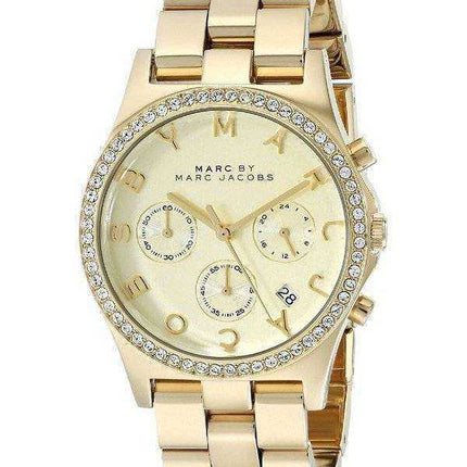 Marc By Marc Jacobs Henry Chronograph Crystals Gold Dial MBM3105 Orologio da donna