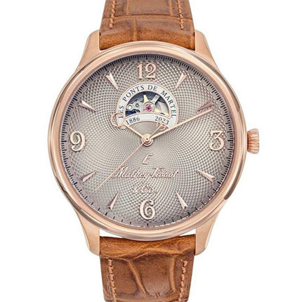 Orologio da uomo Mathey-Tissot Edmond in edizione limitata con cinturino in pelle a cuore aperto e quadrante color crema automat