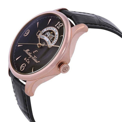 Orologio da uomo Mathey-Tissot Edmond cinturino in pelle edizione limitata cuore aperto quadrante nero cinturino in pelle MC1886