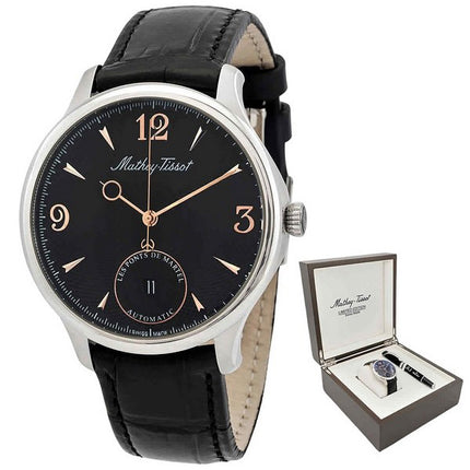 Orologio da uomo Mathey-Tissot Edmond in edizione limitata con cinturino in pelle a cuore aperto quadrante nero automatico MC188
