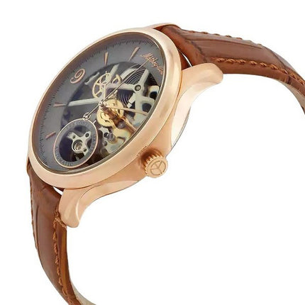Orologio da uomo Mathey-Tissot Edmond Havana in edizione limitata con cinturino in pelle scheletrato quadrante crema automatico