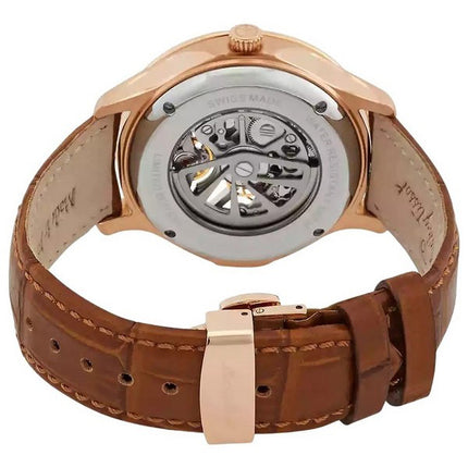 Orologio da uomo Mathey-Tissot Edmond Havana in edizione limitata con cinturino in pelle scheletrato quadrante crema automatico