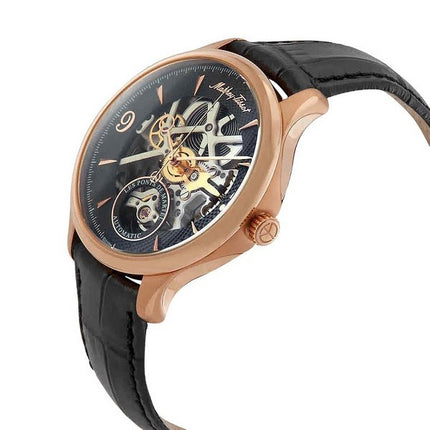Orologio da uomo Mathey-Tissot Edmond Havana in edizione limitata con cinturino in pelle scheletrato quadrante nero automatico M