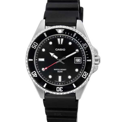 Orologio da uomo Casio analogico standard con cinturino in resina quadrante nero al quarzo MDV-10-1A1