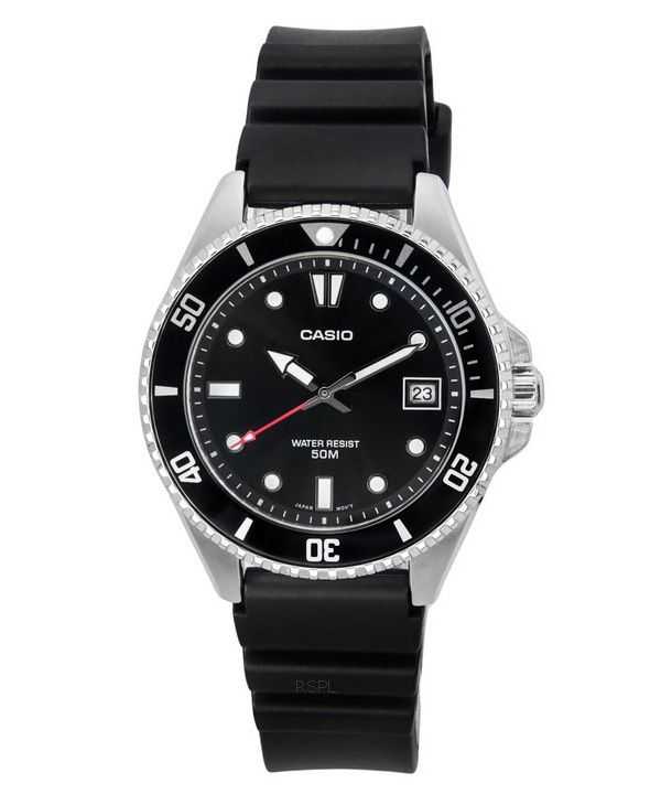 Orologio da uomo Casio analogico standard con cinturino in resina quadrante nero al quarzo MDV-10-1A1