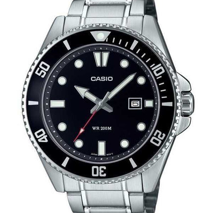 Orologio da uomo Casio analogico standard in acciaio inossidabile quadrante nero al quarzo MDV-107D-1A1 200M