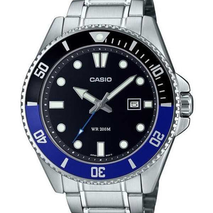 Orologio da uomo Casio analogico standard in acciaio inossidabile quadrante nero al quarzo MDV-107D-1A2 200M