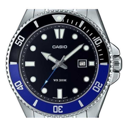 Orologio da uomo Casio analogico standard in acciaio inossidabile quadrante nero al quarzo MDV-107D-1A2 200M