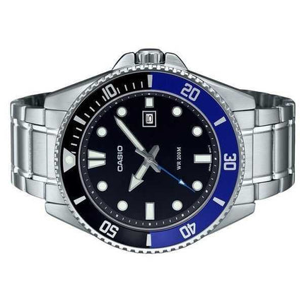 Orologio da uomo Casio analogico standard in acciaio inossidabile quadrante nero al quarzo MDV-107D-1A2 200M
