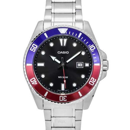 Orologio da uomo Casio analogico standard in acciaio inossidabile quadrante nero al quarzo MDV-107D-1A3 200M
