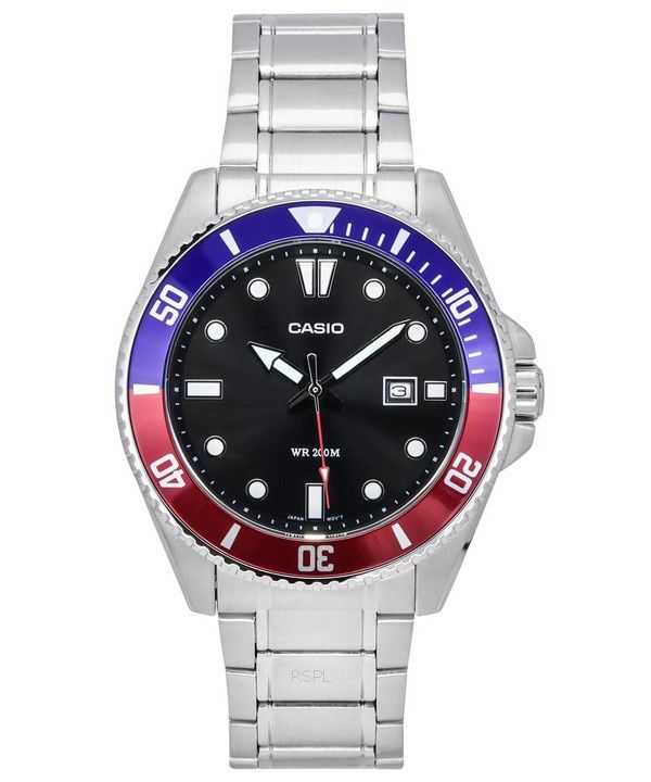 Orologio da uomo Casio analogico standard in acciaio inossidabile quadrante nero al quarzo MDV-107D-1A3 200M