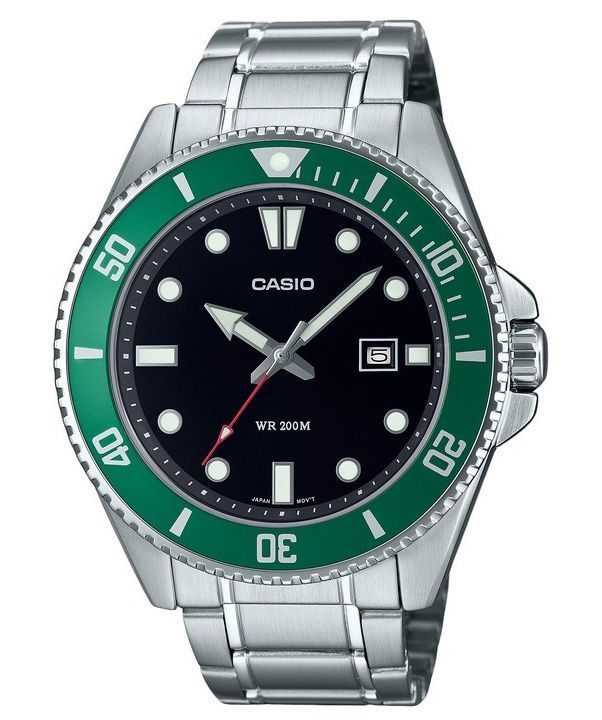 Orologio da uomo Casio Standard Analogico Acciaio Inossidabile Quadrante Nero Quarzo MDV-107D-3 200M