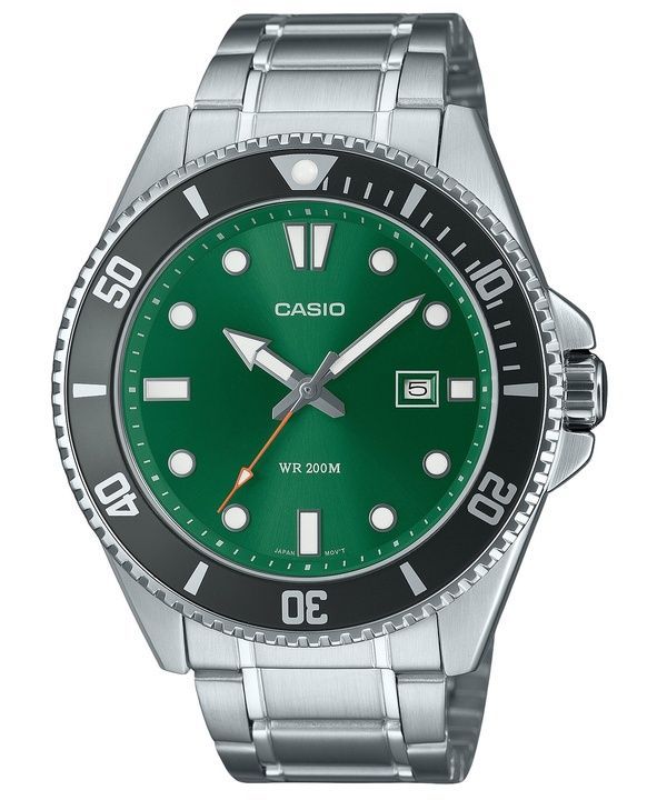 Orologio da uomo Casio Standard Analogico Acciaio Inossidabile Quadrante Verde Quarzo MDV-107D-3A2V 200M