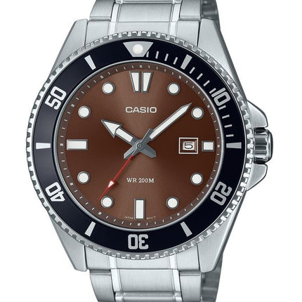 Orologio da uomo Casio Standard Analogico in acciaio inossidabile con quadrante marrone al quarzo MDV-107D-5AV 200M