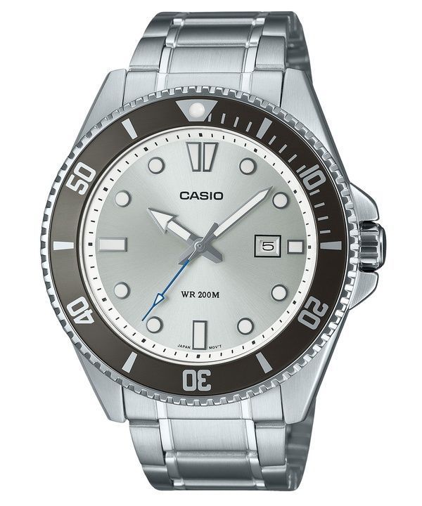Orologio da uomo Casio Standard Analogico Acciaio inossidabile Quadrante argento Quarzo MDV-107D-7AV 200M