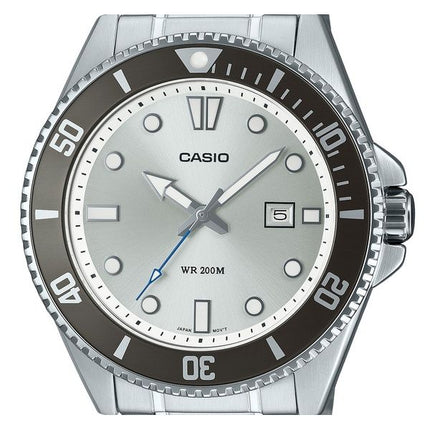 Orologio da uomo Casio Standard Analogico Acciaio inossidabile Quadrante argento Quarzo MDV-107D-7AV 200M