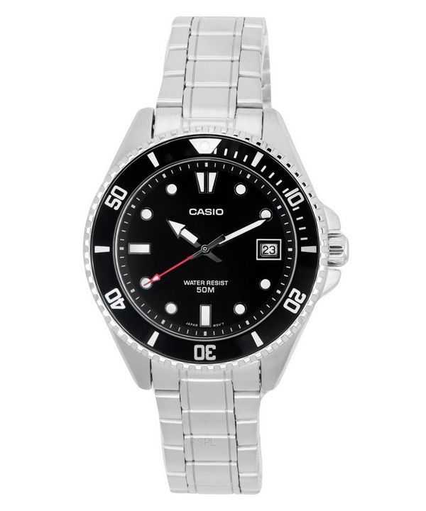 Orologio da uomo Casio analogico standard in acciaio inossidabile quadrante nero al quarzo MDV-10D-1A1