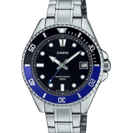 Orologio da uomo Casio Standard Analogico in acciaio inossidabile con quadrante nero al quarzo MDV-10D-1A2