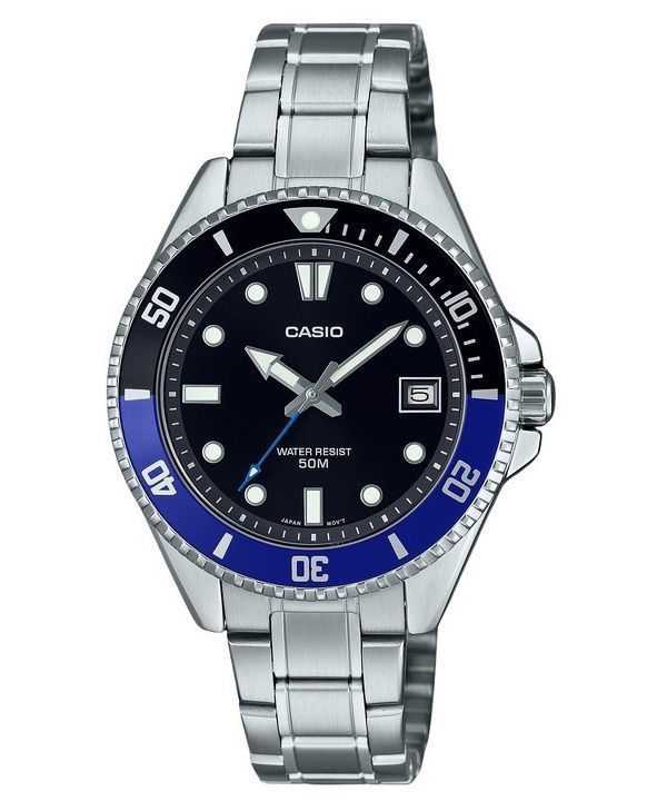 Orologio da uomo Casio Standard Analogico in acciaio inossidabile con quadrante nero al quarzo MDV-10D-1A2