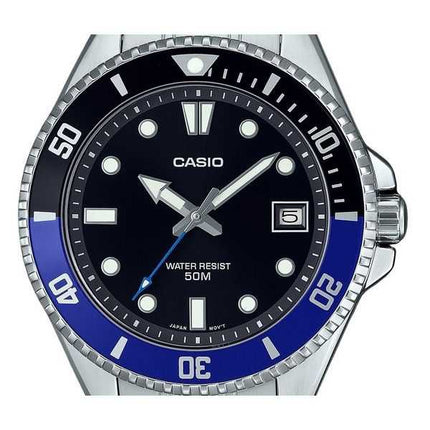 Orologio da uomo Casio Standard Analogico in acciaio inossidabile con quadrante nero al quarzo MDV-10D-1A2