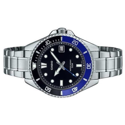 Orologio da uomo Casio Standard Analogico in acciaio inossidabile con quadrante nero al quarzo MDV-10D-1A2