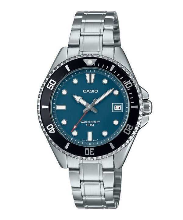 Orologio da uomo Casio Standard Analogico in acciaio inossidabile con quadrante blu al quarzo MDV-10D-2A1V