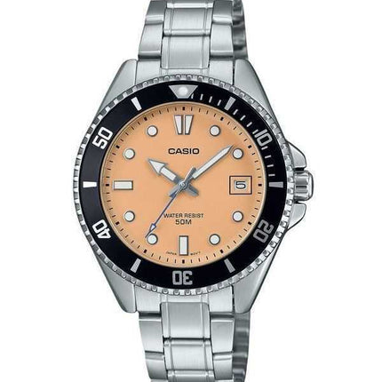 Orologio da uomo Casio Standard Analogico in acciaio inossidabile con quadrante color salmone al quarzo MDV-10D-4A2V