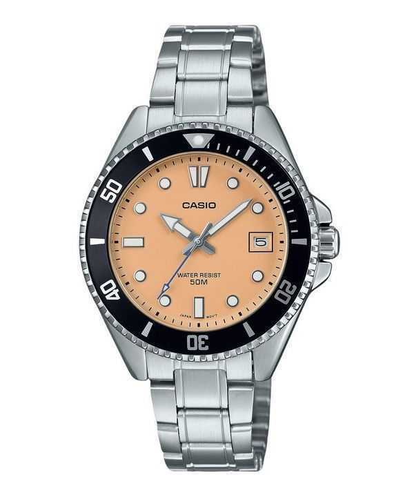 Orologio da uomo Casio Standard Analogico in acciaio inossidabile con quadrante color salmone al quarzo MDV-10D-4A2V