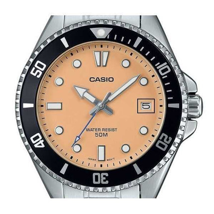 Orologio da uomo Casio Standard Analogico in acciaio inossidabile con quadrante color salmone al quarzo MDV-10D-4A2V