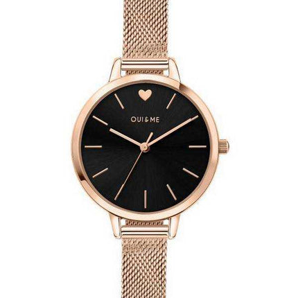 Oui & Me Petite Amourette Orologio da donna ME010002 con quadrante nero in acciaio inossidabile tono oro rosa