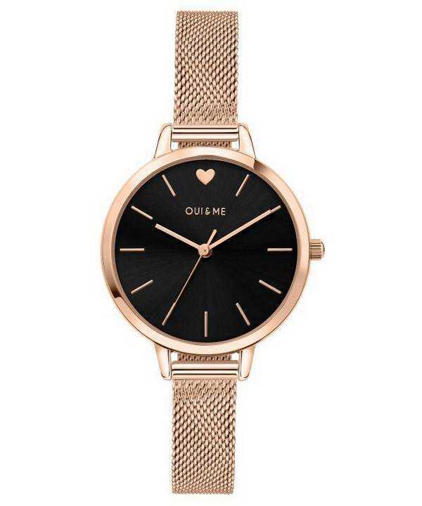Oui & Me Petite Amourette Orologio da donna ME010002 con quadrante nero in acciaio inossidabile tono oro rosa