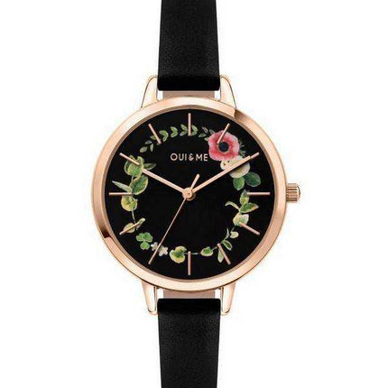 Orologio da donna Oui & Me Petite Fleurette quadrante nero cinturino in pelle quarzo ME010007
