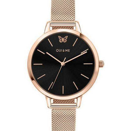 Oui & Me Amourette quadrante nero in acciaio inossidabile tono oro rosa ME010015 Orologio da donna al quarzo