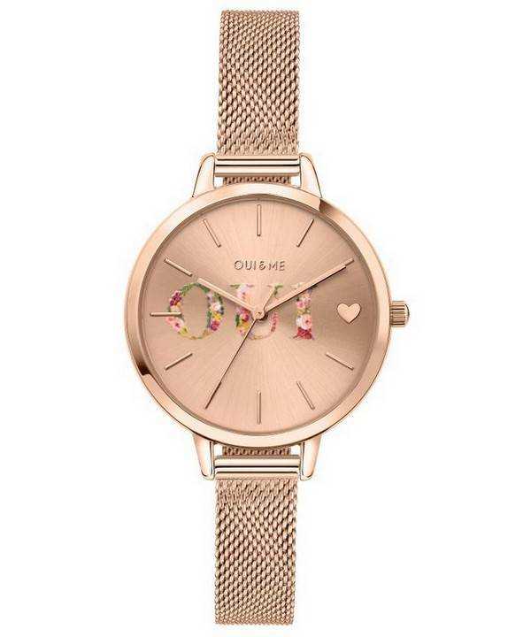 Oui & Me Petite Fleurette Orologio da donna al quarzo in acciaio inossidabile tono oro rosa ME010044