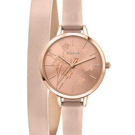 Oui & Me Petite Amourette Orologio da donna con cinturino in pelle quadrante Sunray in oro rosa ME010049