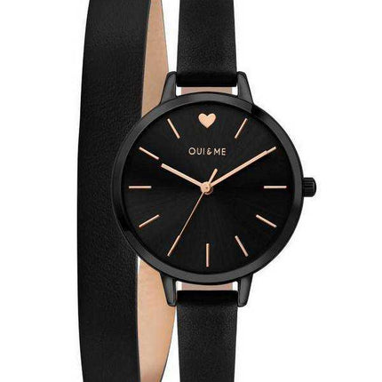 Orologio da donna Oui & Me Petite Amourette quadrante nero cinturino in pelle quarzo ME010050