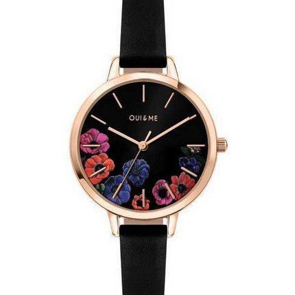 Orologio da donna Oui & Me Petite Fleurette quadrante nero cinturino in pelle al quarzo ME010059
