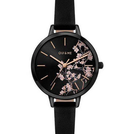 Oui & Me Petite Fleurette quadrante nero cinturino in pelle quarzo ME010065 orologio da donna