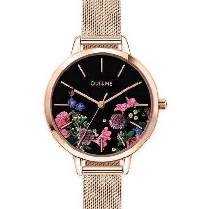 Oui & Me Fleurette Orologio da donna ME010075 con quadrante nero in acciaio inossidabile tono oro rosa