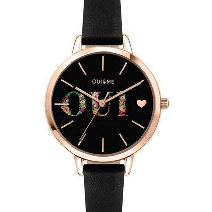 Orologio da donna Oui & Me Fleurette quadrante nero cinturino in pelle al quarzo ME010079