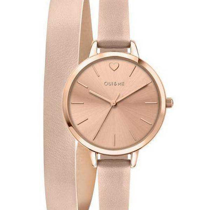 Oui & Me Petite Amourette Orologio da donna in oro rosa con quadrante Sunray e cinturino in pelle al quarzo ME010092