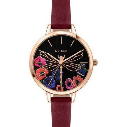 Orologio da donna Oui & Me Petite Fleurette quadrante nero cinturino in pelle al quarzo ME010093
