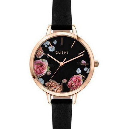 Orologio da donna Oui & Me Petite Fleurette quadrante nero cinturino in pelle al quarzo ME010097