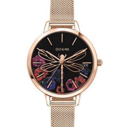 Oui & Me Fleurette Orologio da donna ME010102 con quadrante nero in acciaio inossidabile tono oro rosa